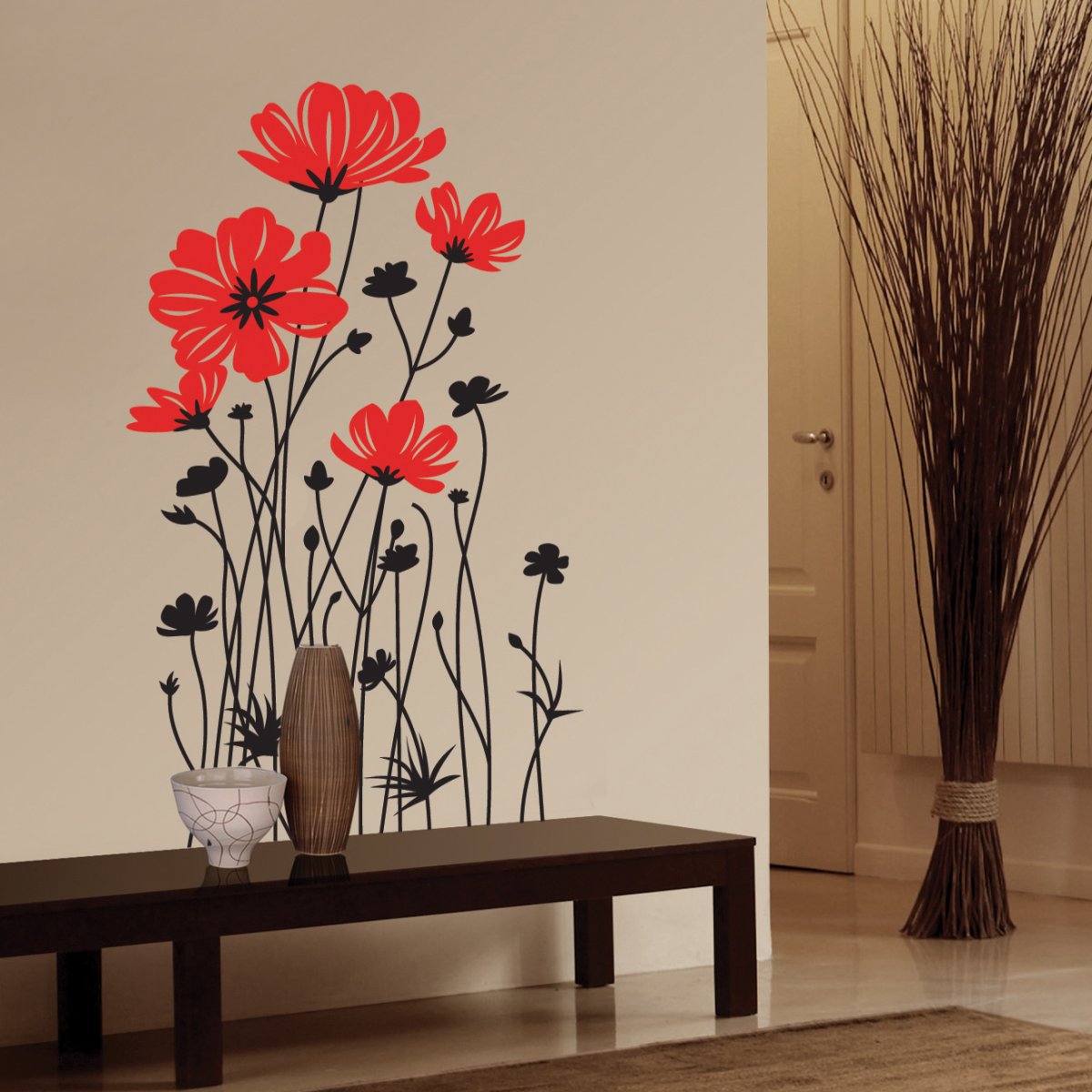 Рисование цветов на стене