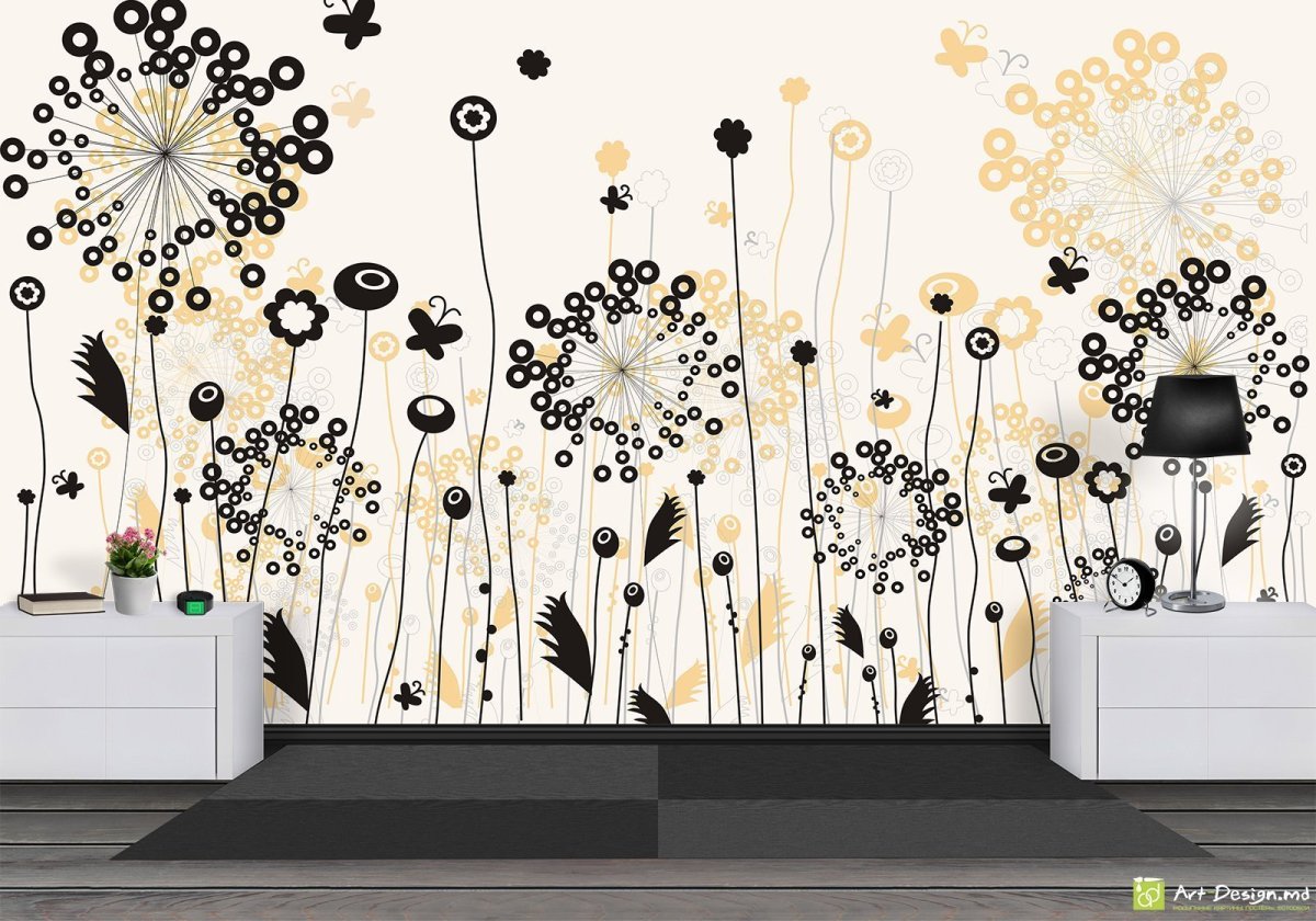 Графичные фотообои для интерьера