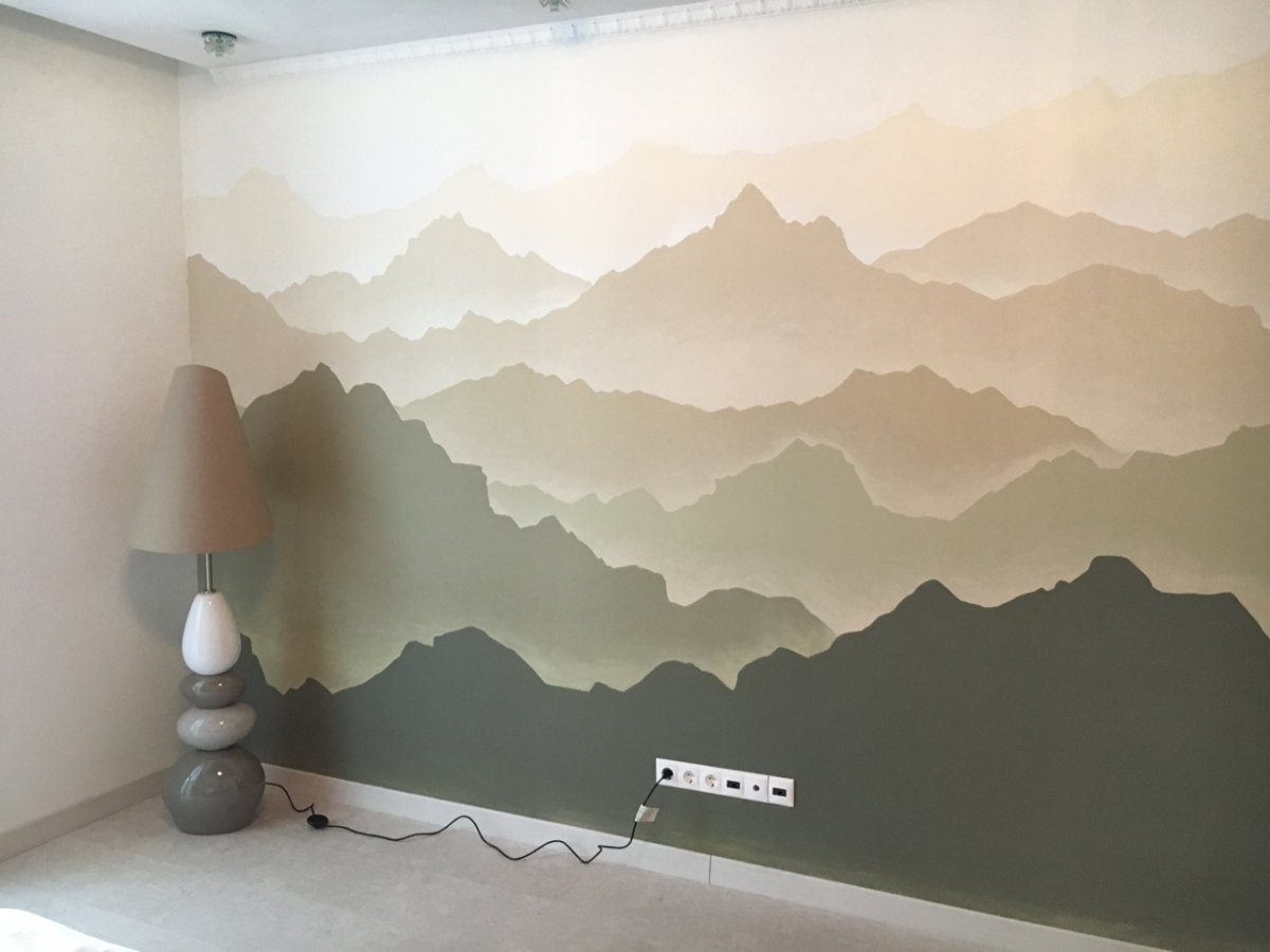 Рисунки на обоях своими руками поэтапно горы