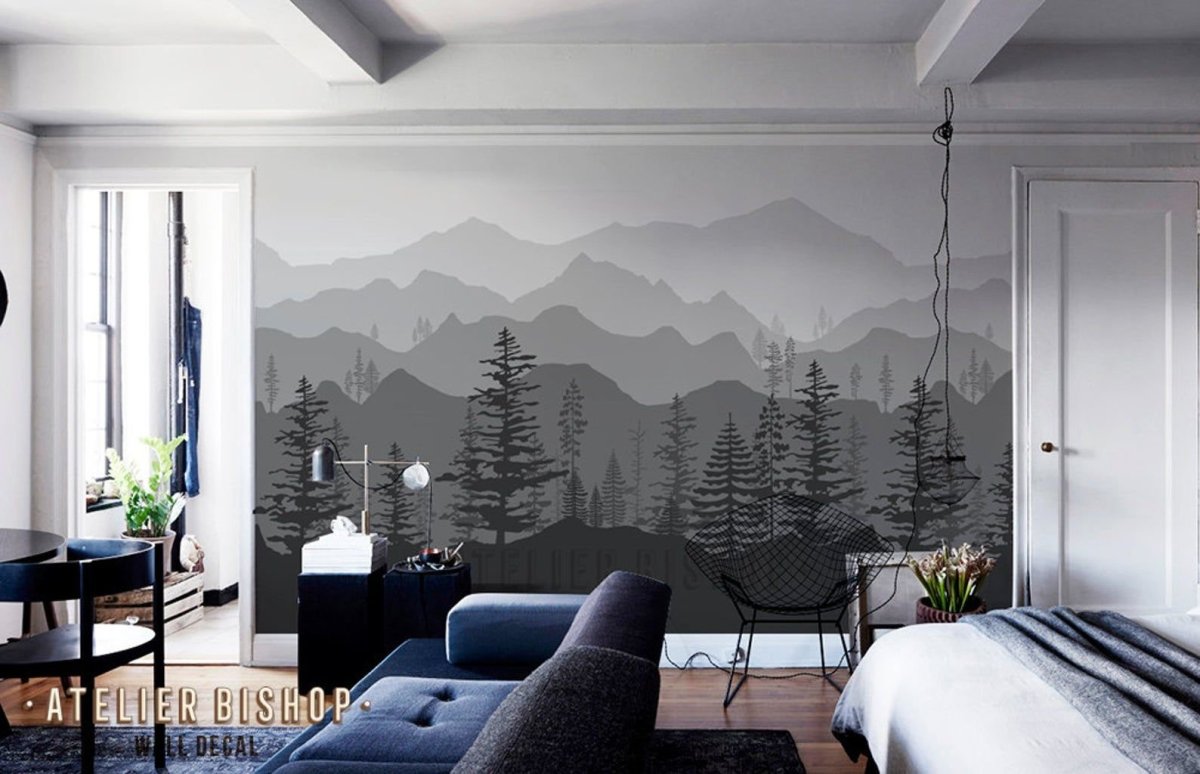 Горы и лес на стене