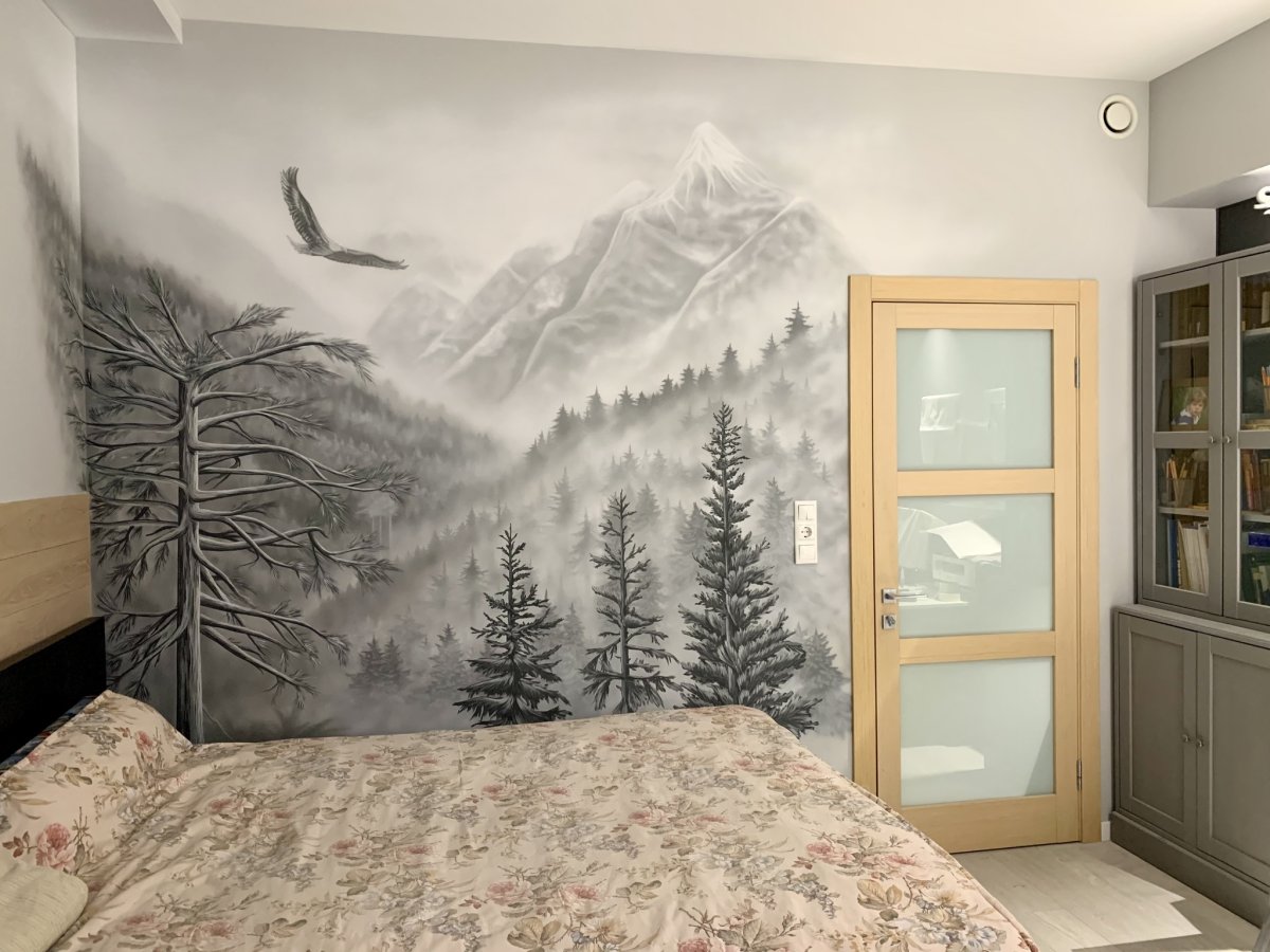 Роспись стен туманный лес