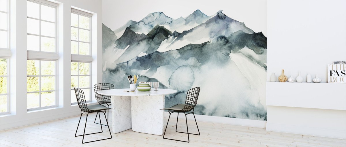 Акварельные горы на стене