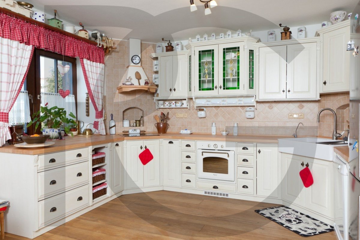 Плита в углу кухни Прованс