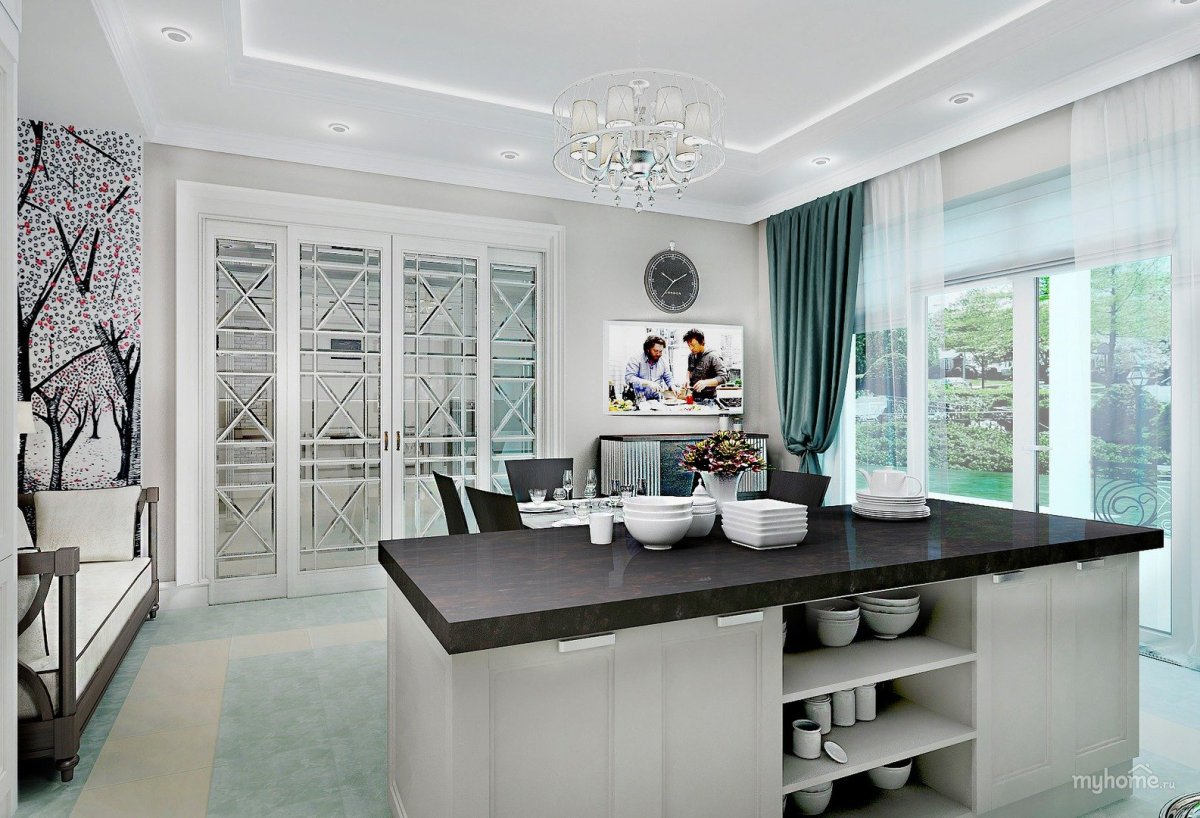 Кухня гостиная Эклектика