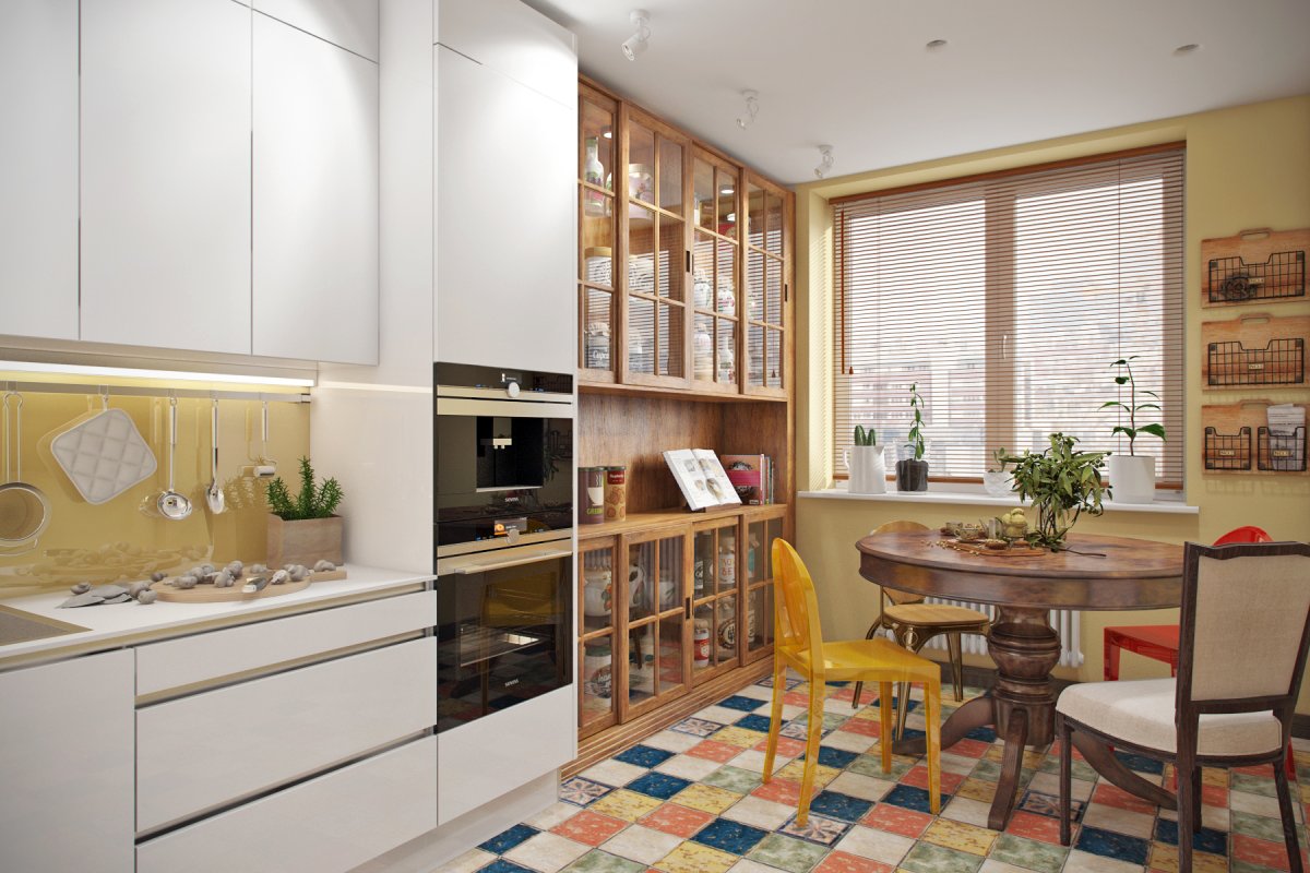 Кухня в эклектическом стиле в квартире