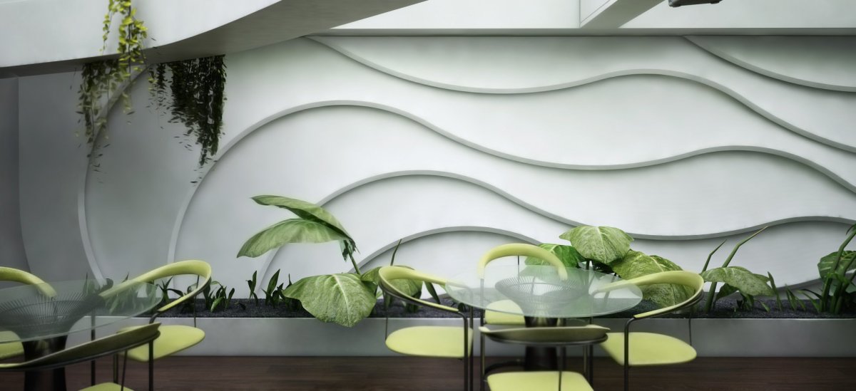 Гипсовая световая 3d панель Zaha Flow Curl