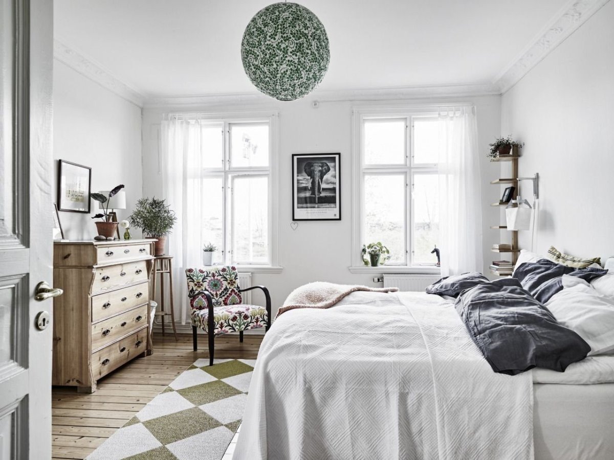 Винтажная спальня в скандинавском стиле