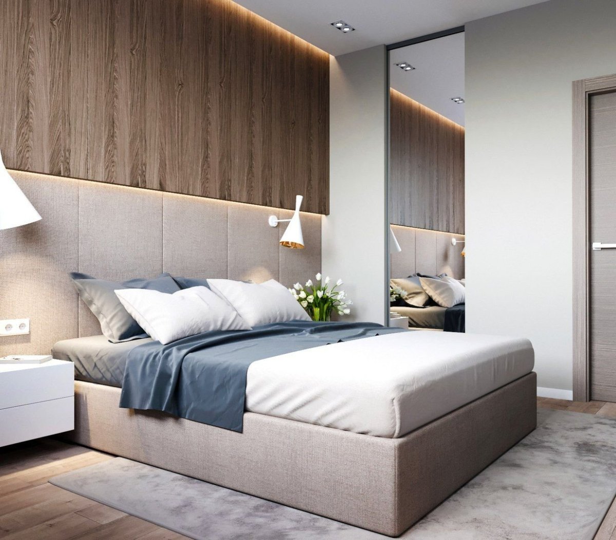 Кровать без изголовья в интерьере