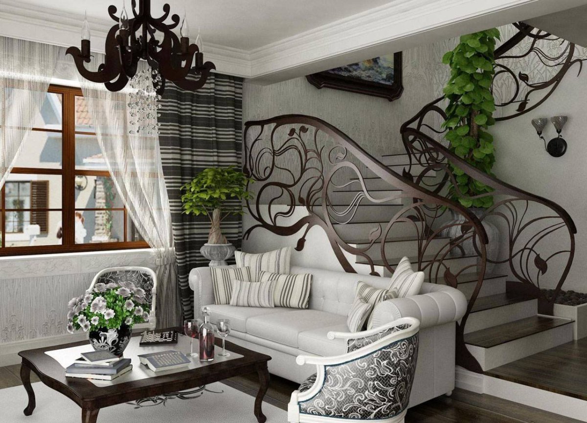 Интерьер гостиной в стиле арт нуво