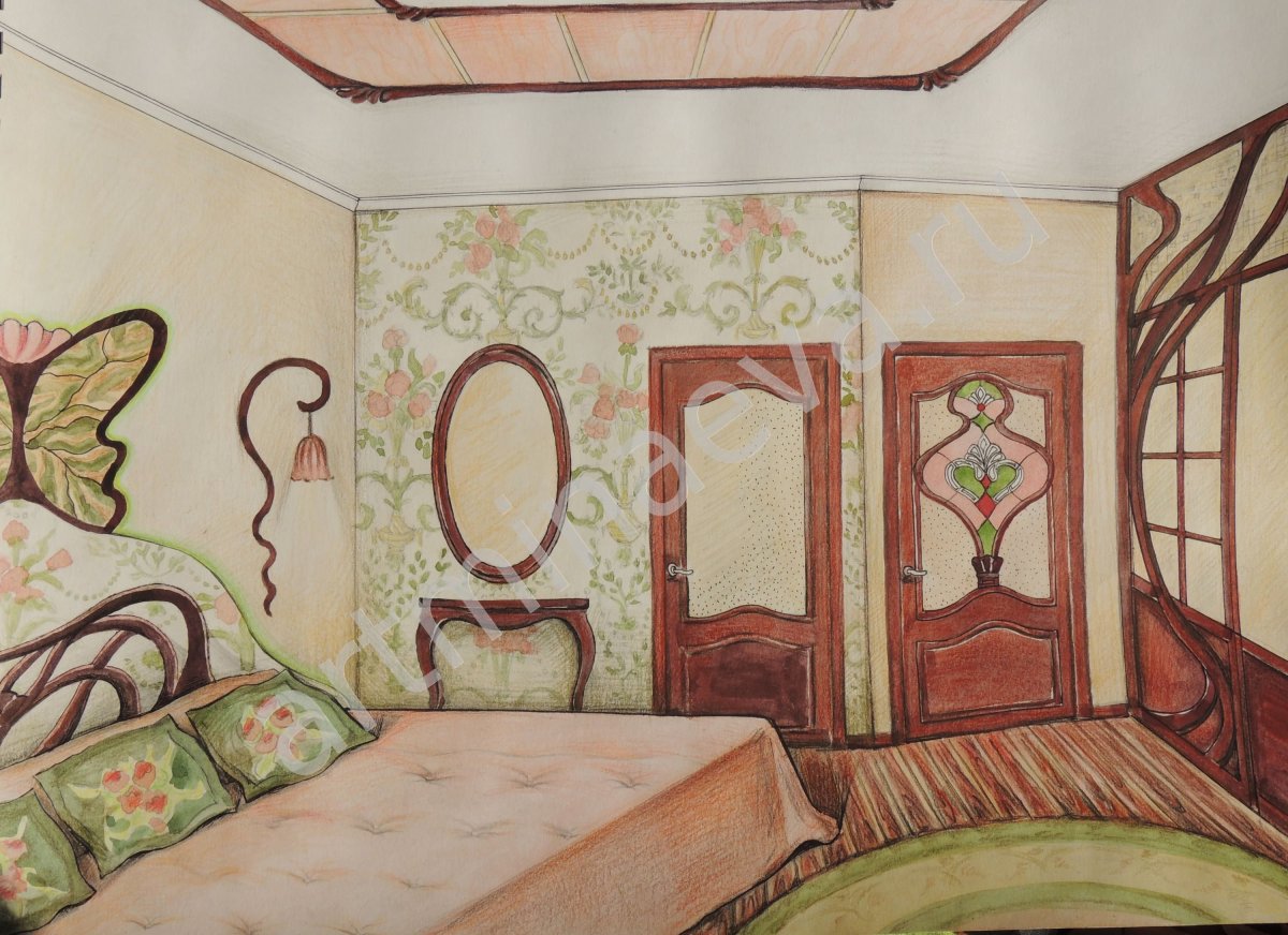 Ар нуво стиль в интерьере спальня