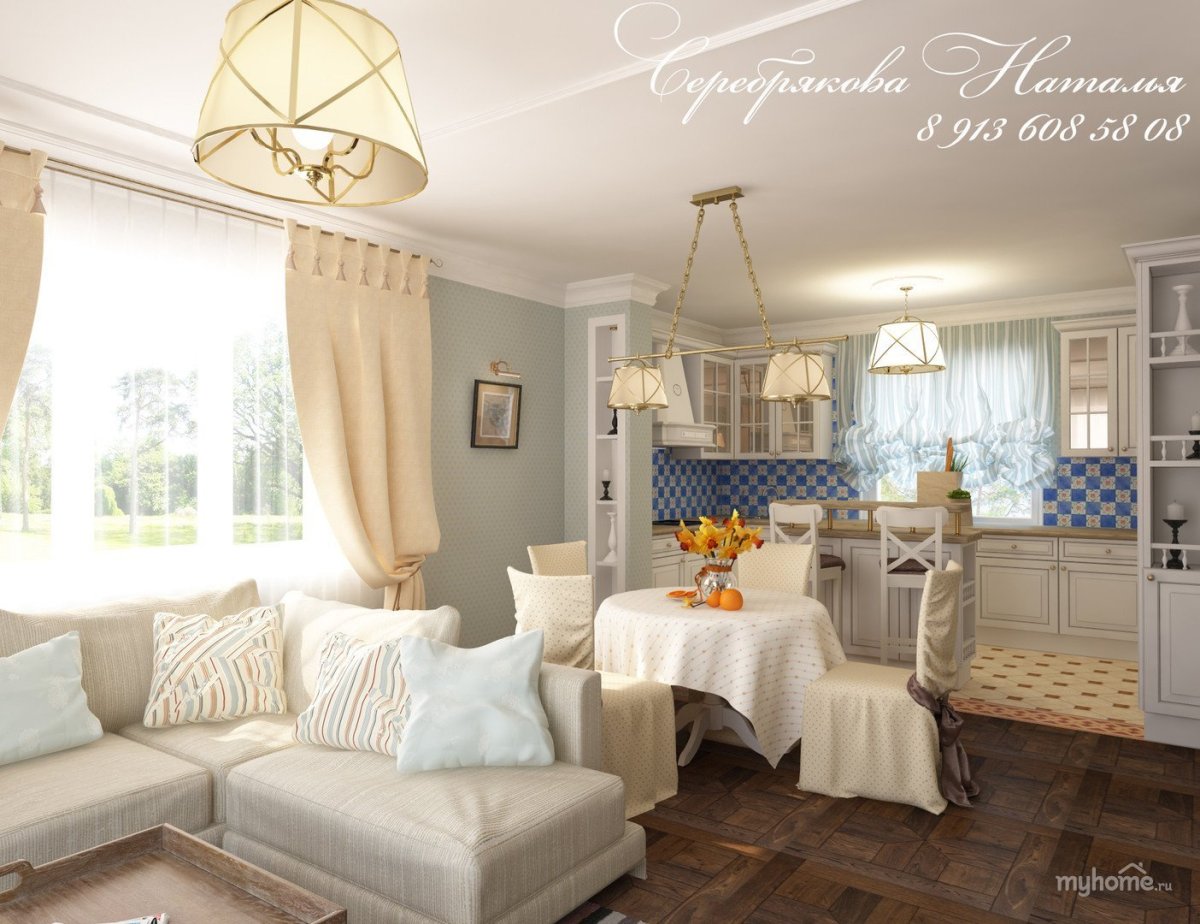 Интерьер кухни-гостиной в стиле Прованс