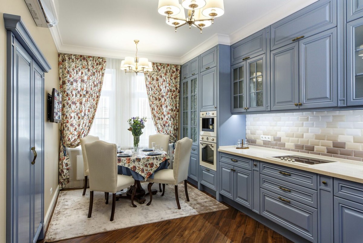 Кухня Кантри Прованс Неоклассика голубая