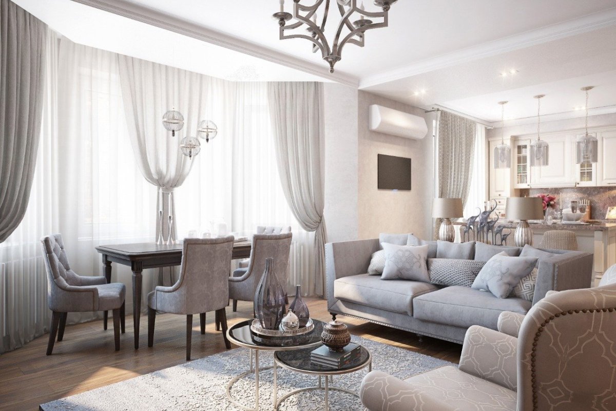 Жемчужно-серый цвет в интерьере