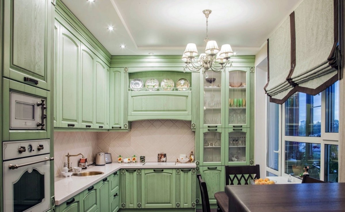 Фисташковая кухня в стиле Прованс