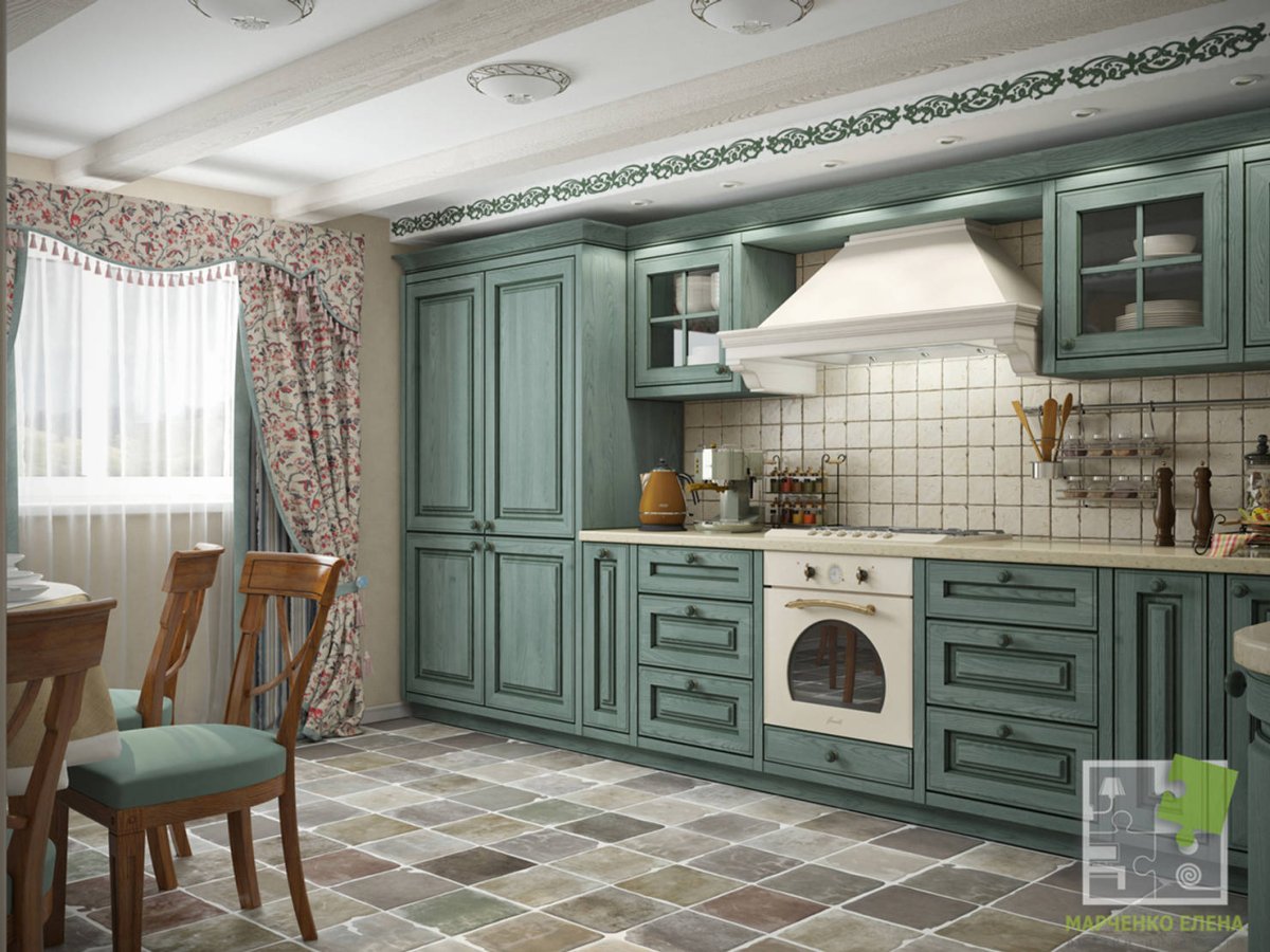 Кухня Прованс зеленая Лорен