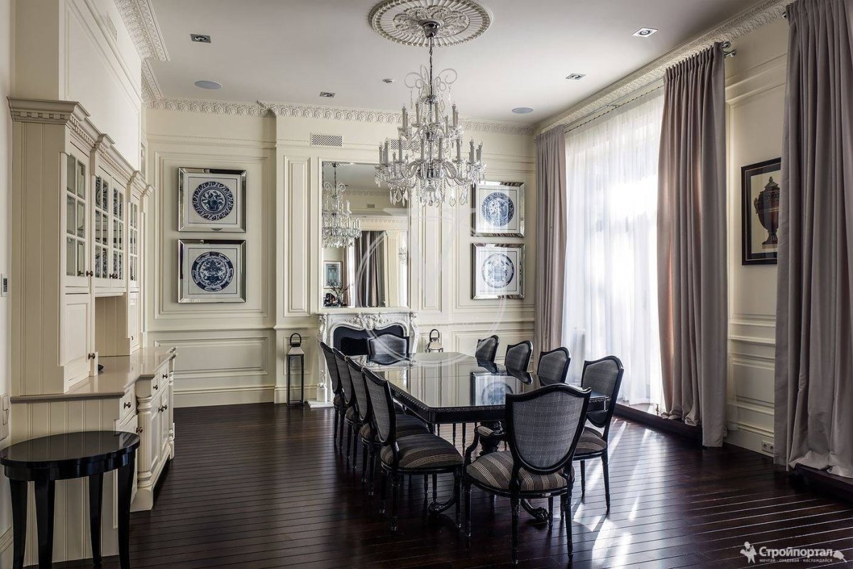 Столовая в гостиной классический стиль