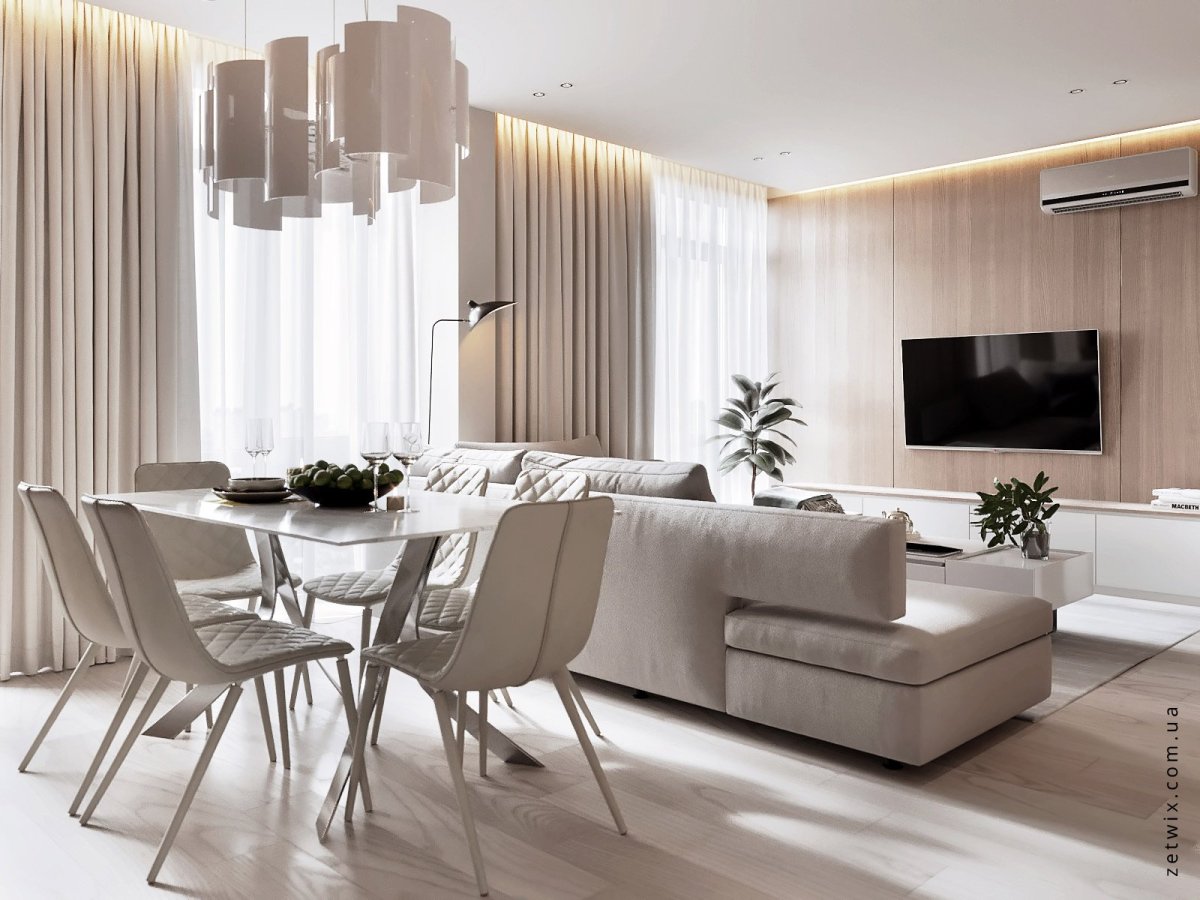 Современный интерьер квартиры в светлых тонах 2020