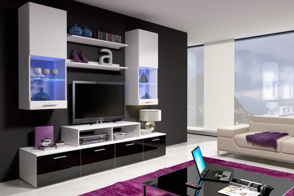 Стенка в гостиную небольшая современная