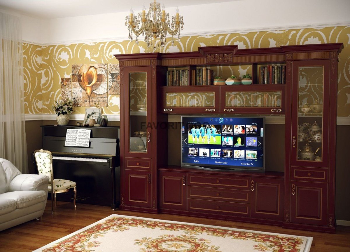 Стенка в гостиную в классическом стиле