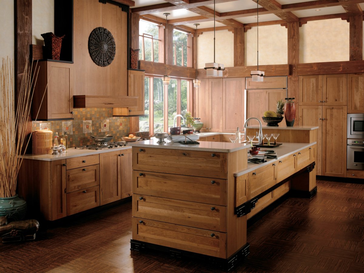 Линейная кухня в стиле деревенском стиле