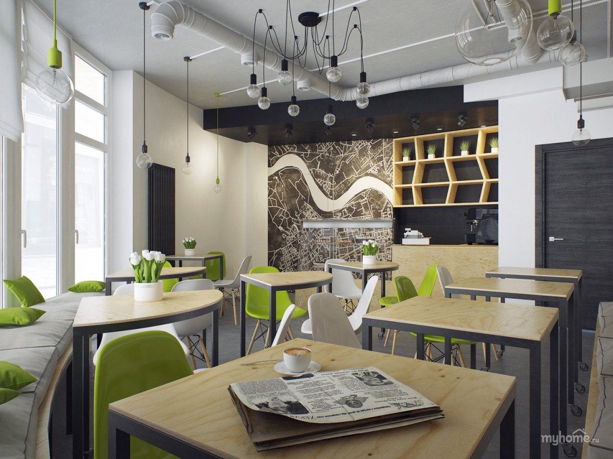 Интерьер кафе здорового питания