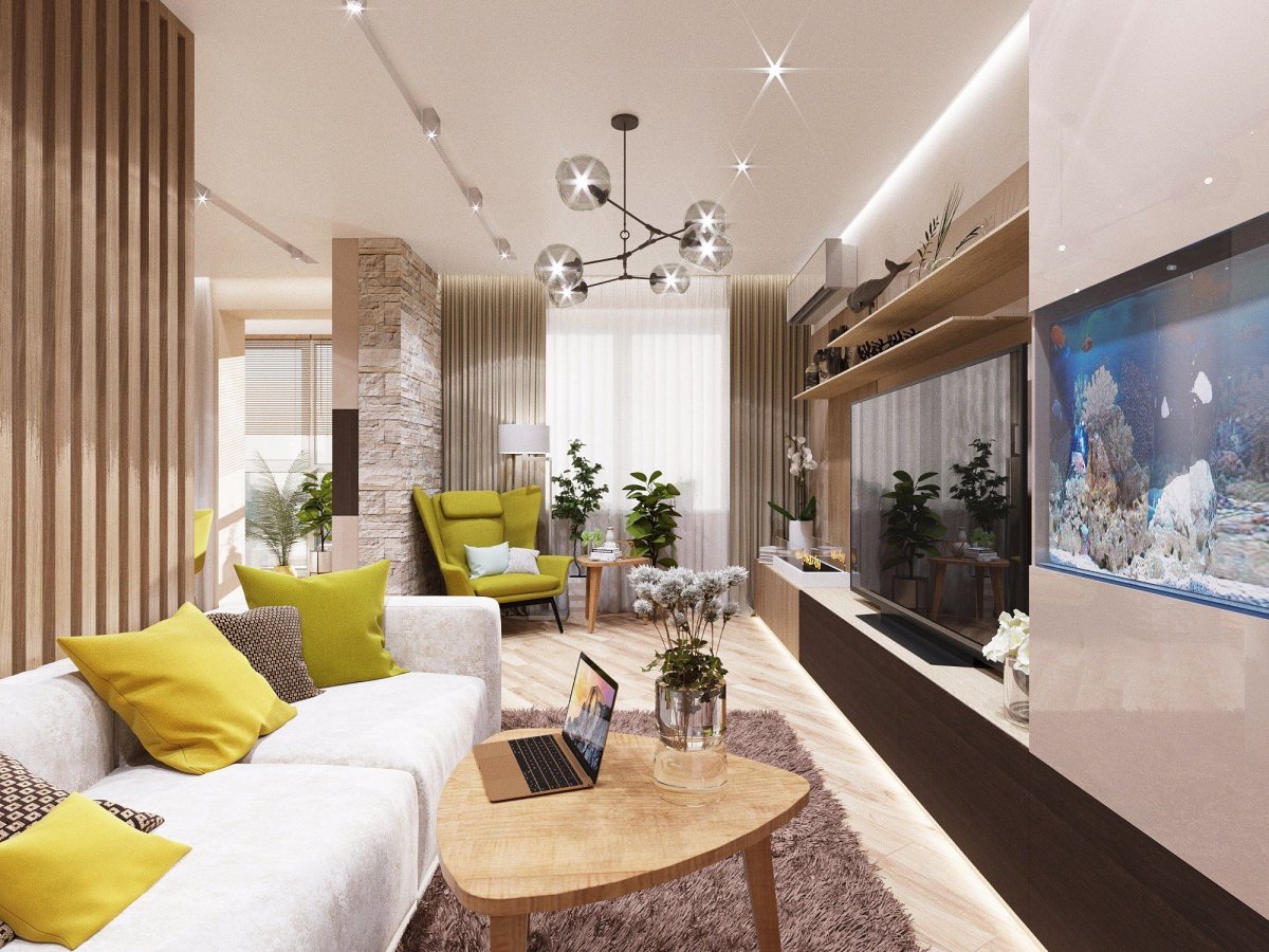 Вытянутая гостиная