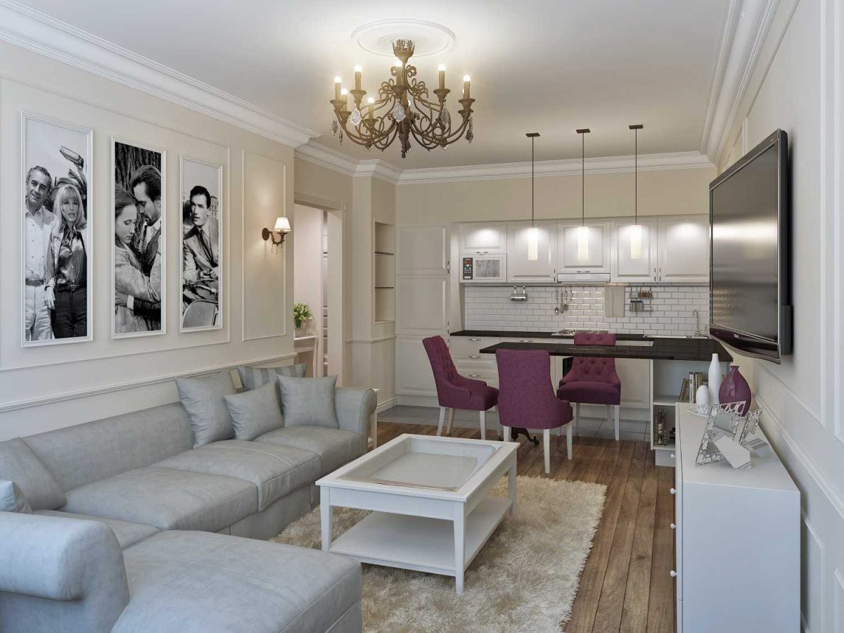 Кухня с гостинной 20кв м интерьер