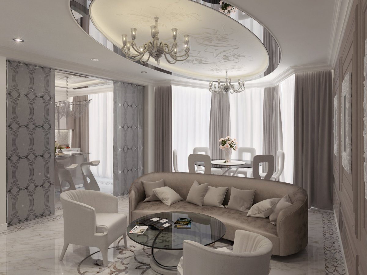 Интерьер круглой гостиной