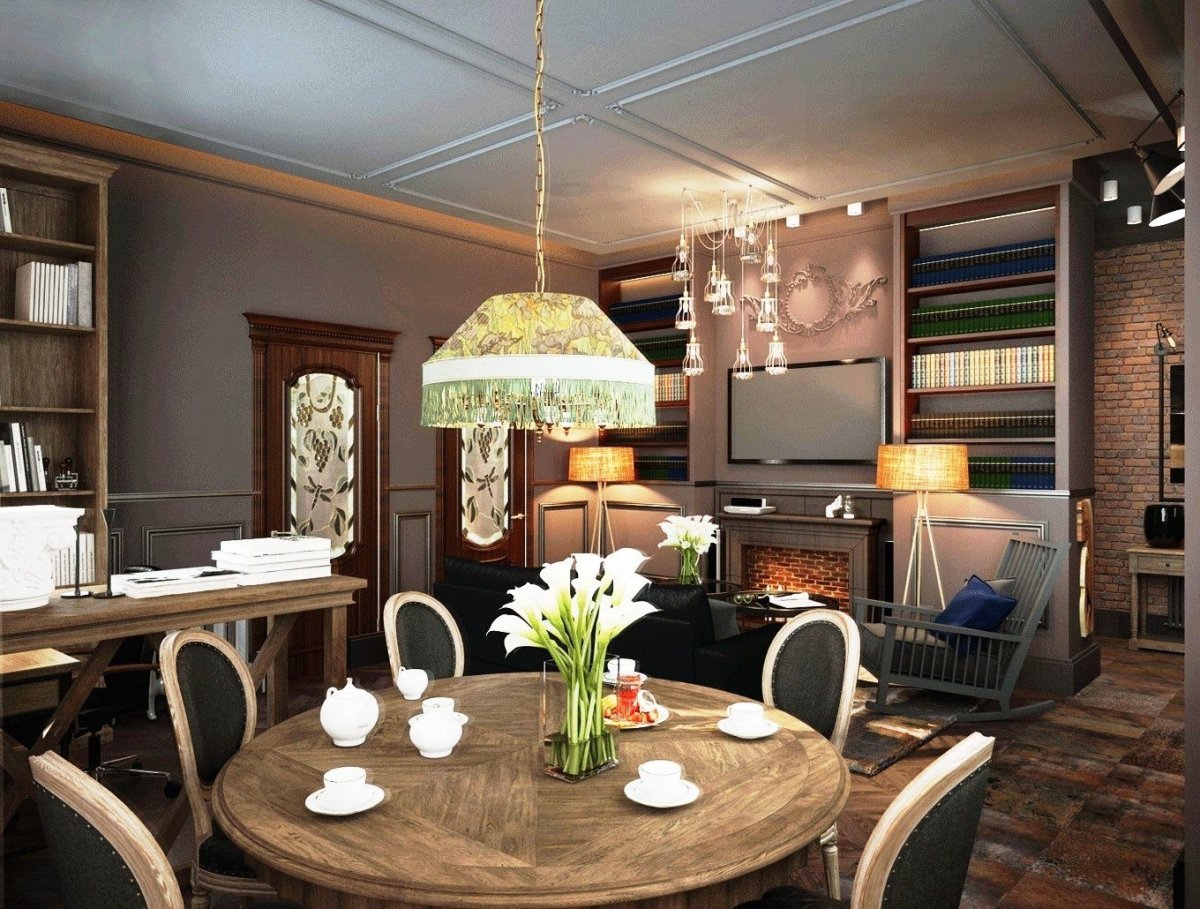 Уютные гостиные с обеденным столом