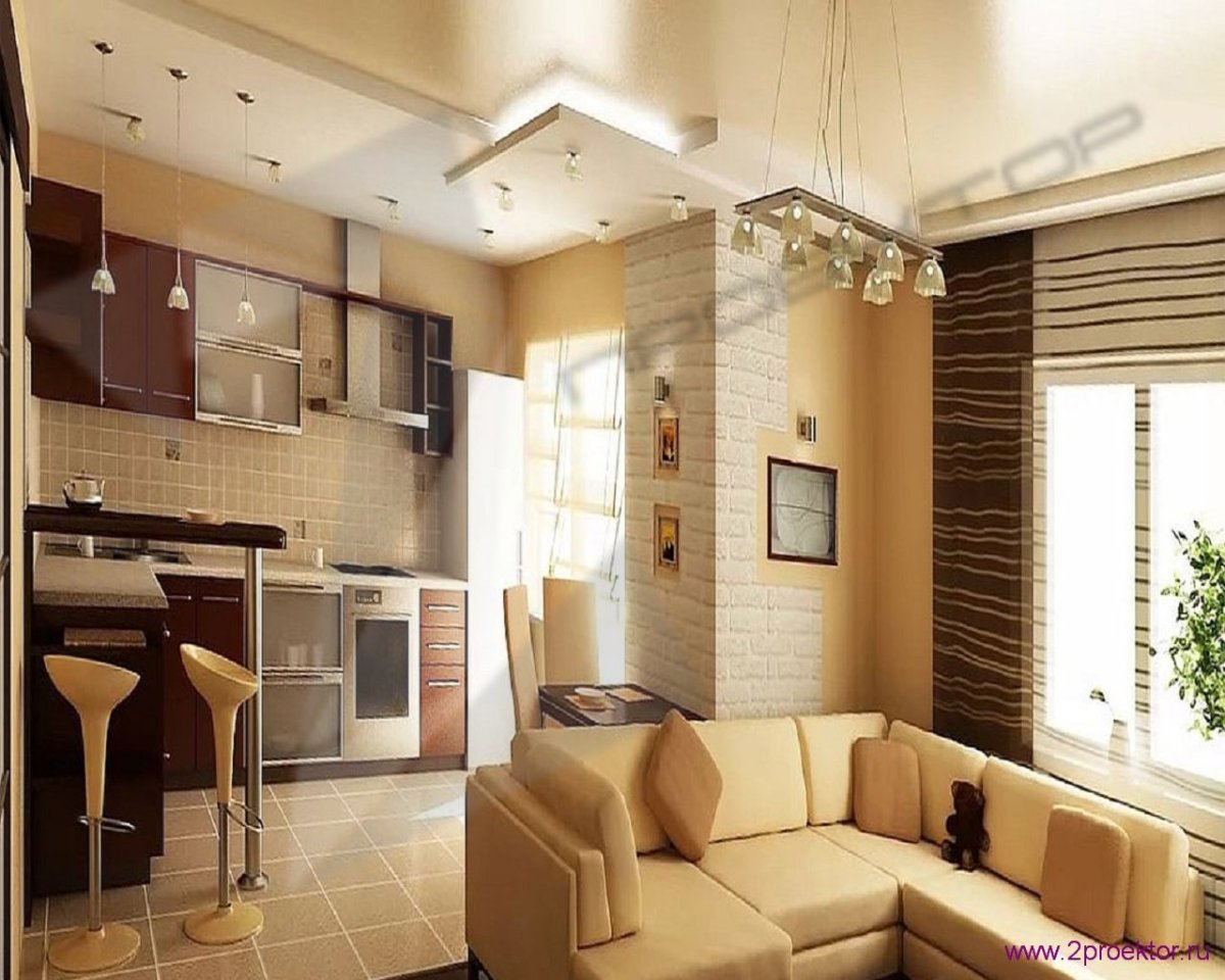 Совмещенная кухня-гостиная в панельном доме