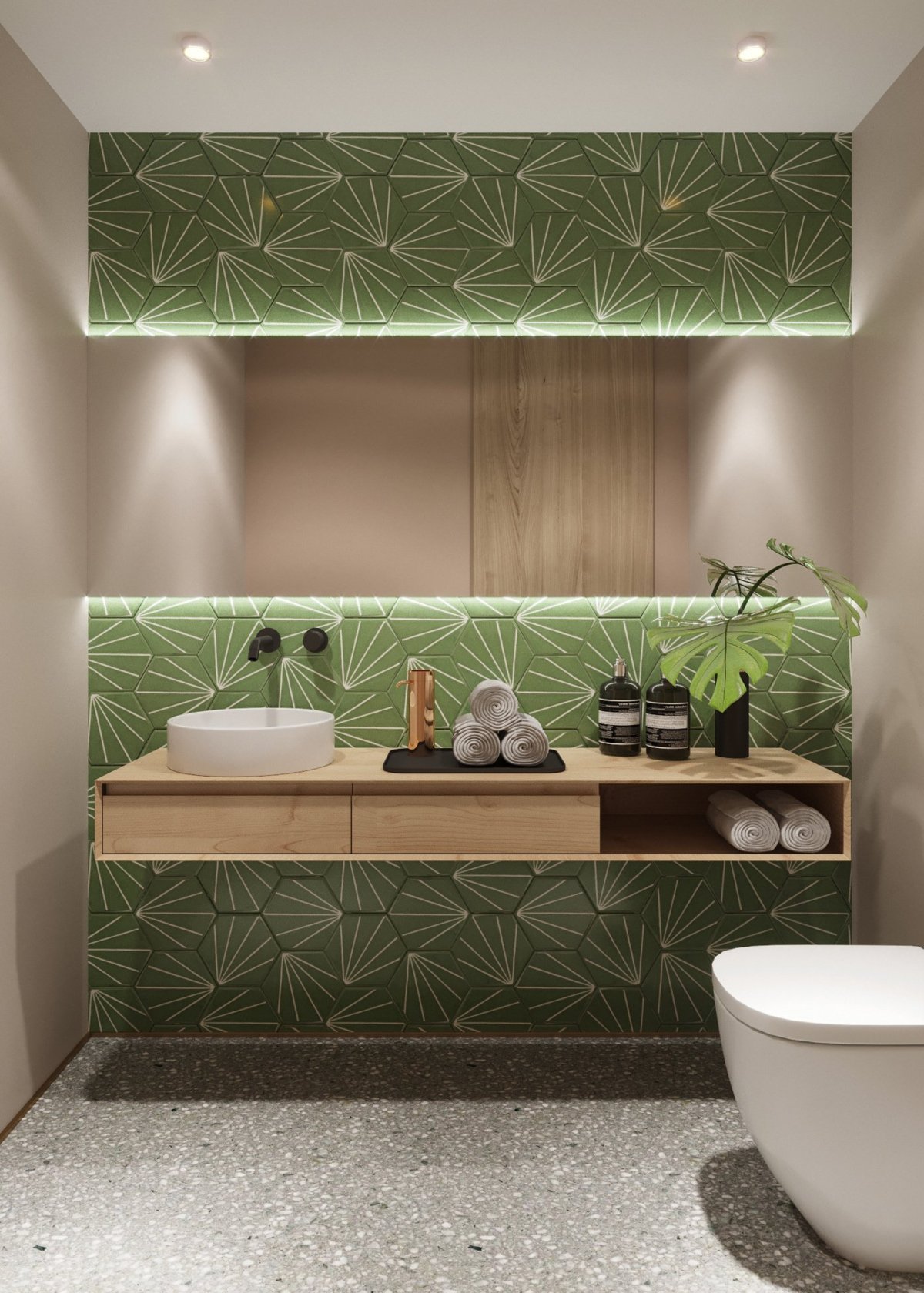 Ванна в оливковых тонах