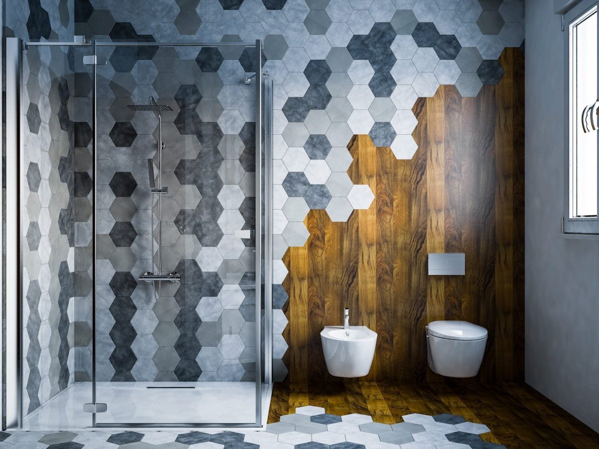Шестигранная плитка в ванной