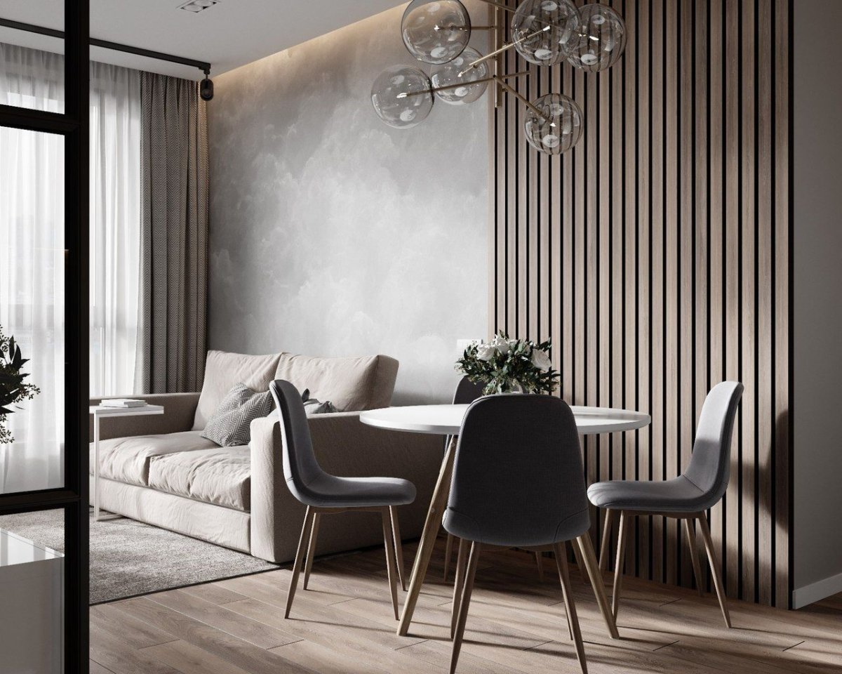 Декоративные рейки в гостиной