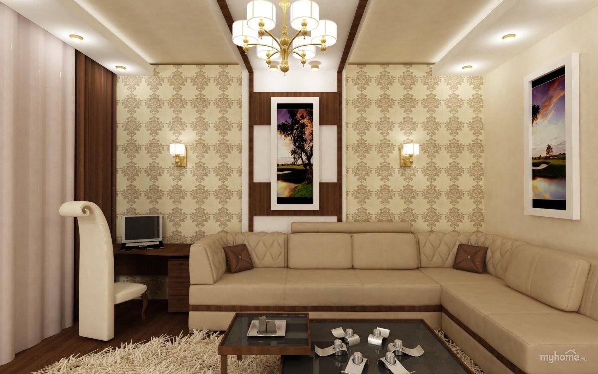 Обои в небольшую гостиную