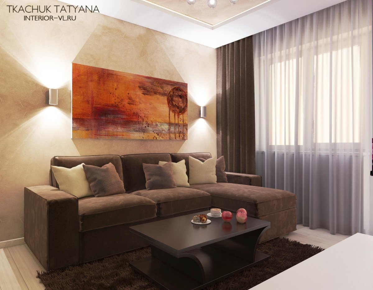 Гостиная в коричневом цвете