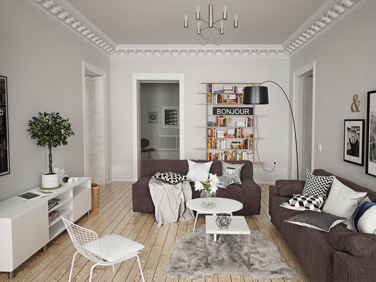 Проходная гостиная в скандинавском стиле