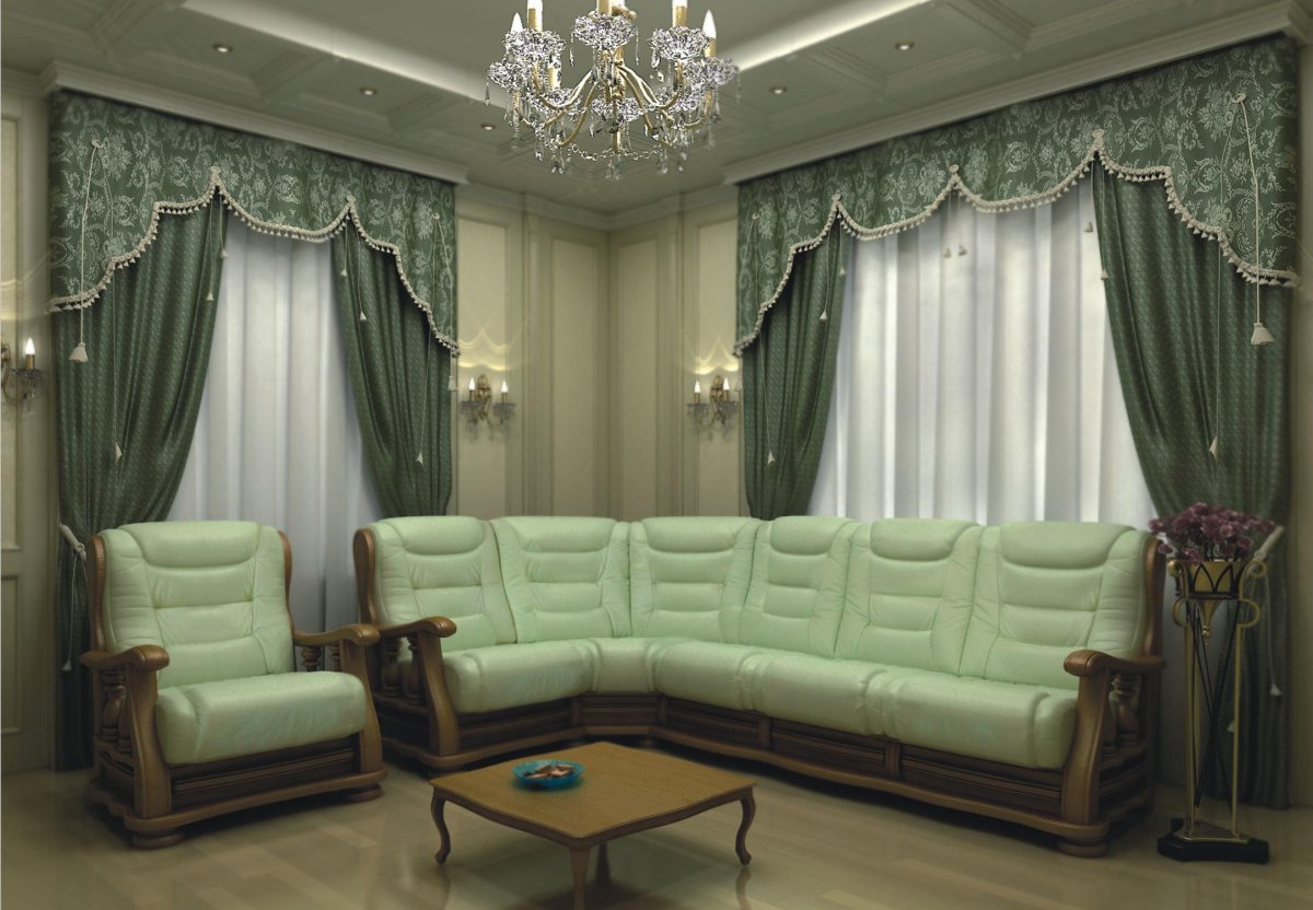 Мебель мягкая угловая гостиная зеленая