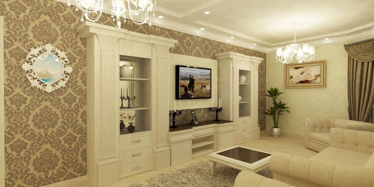 Светлая мебель в интерьере гостиной