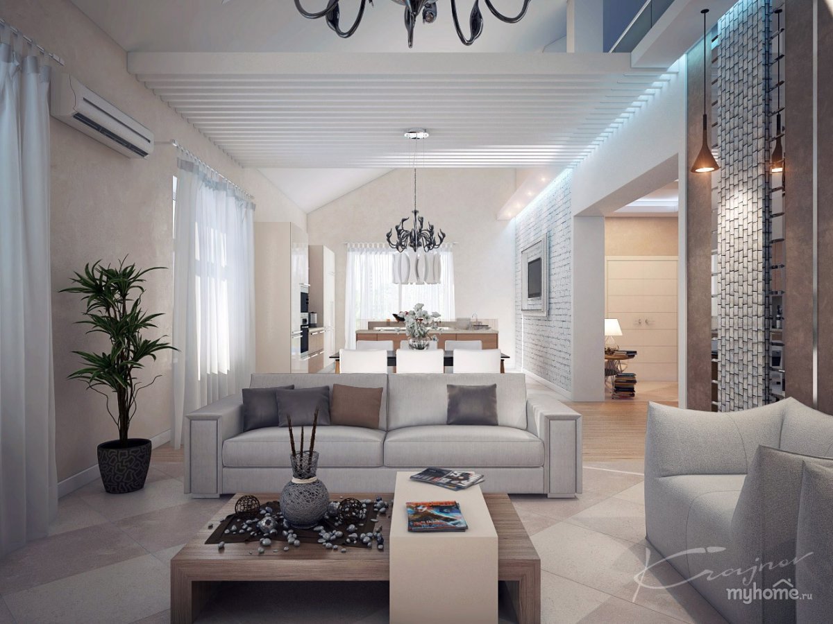 Кухня гостиная со вторым светом