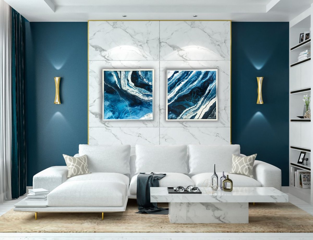 Картина в синих тонах в интерьере
