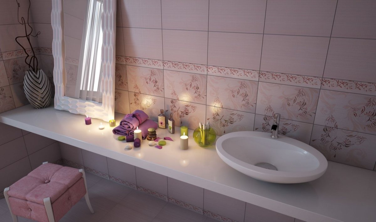 Шахтинская плитка Албена розовая в интерьере