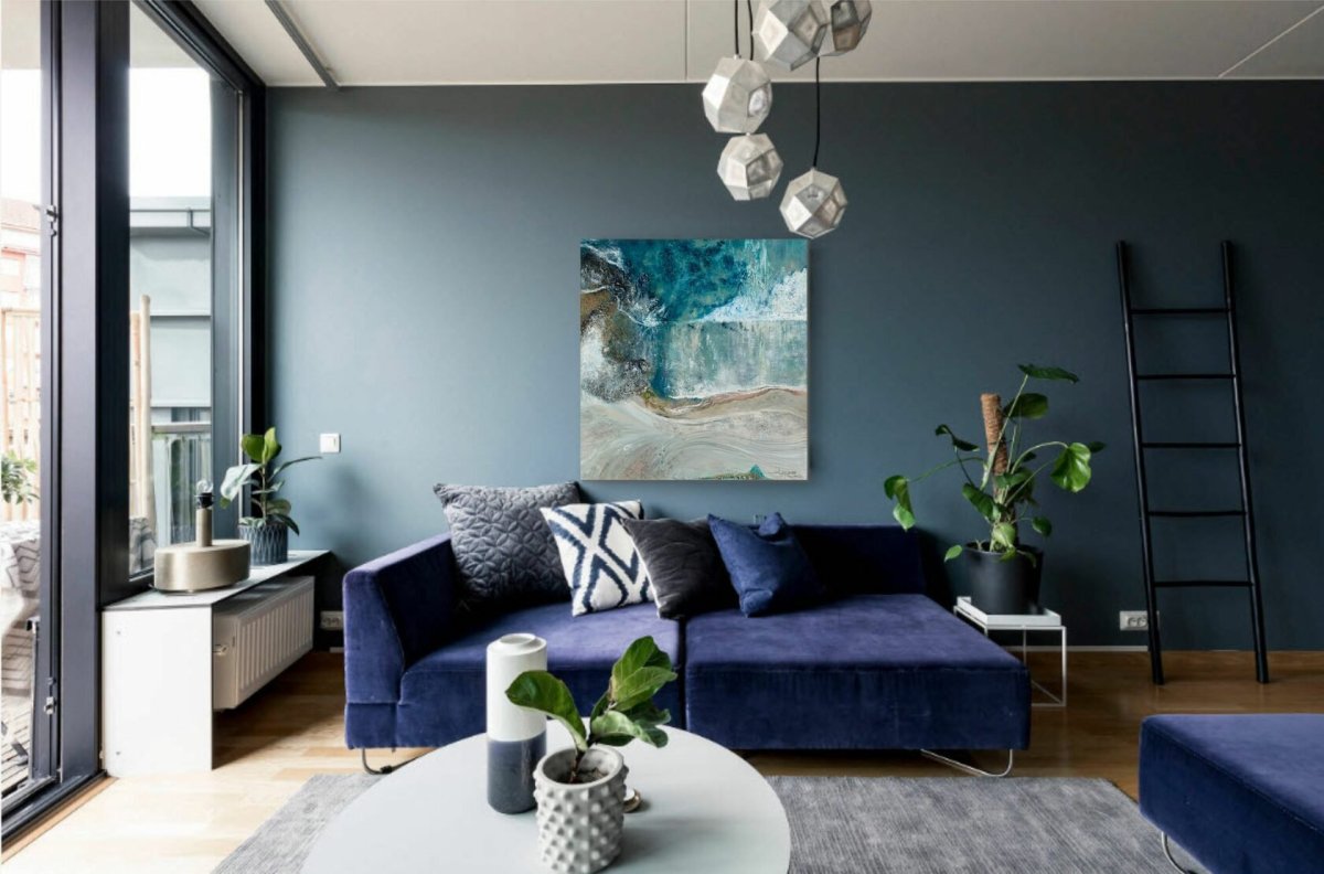 Серо синий интерьер