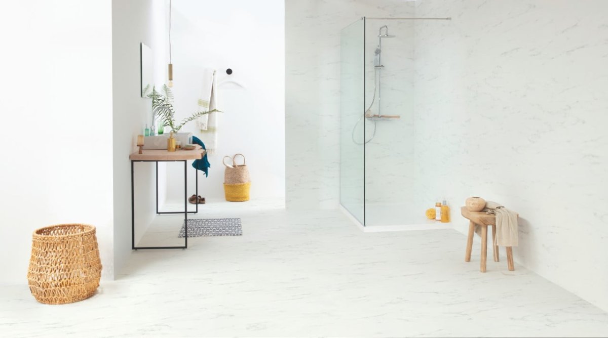 ПВХ-плитка quick-Step QS Livyn Ambient rigid click RAMCL 40136 мрамор Каррарский белый
