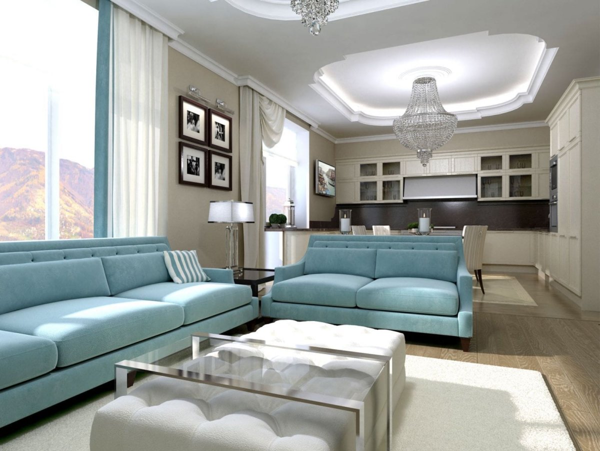 Ментоловый диван в интерьере