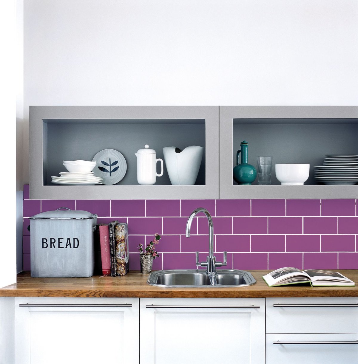 Лавандовая плитка на кухню