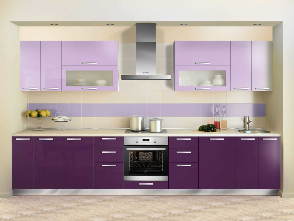 Кухонные гарнитуры с сиреневым верхом
