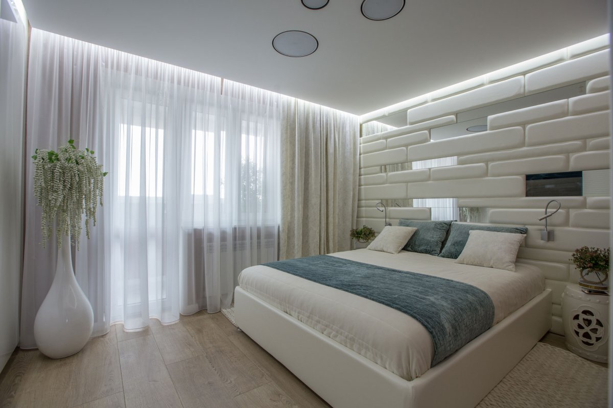 Подсветка штор в спальне