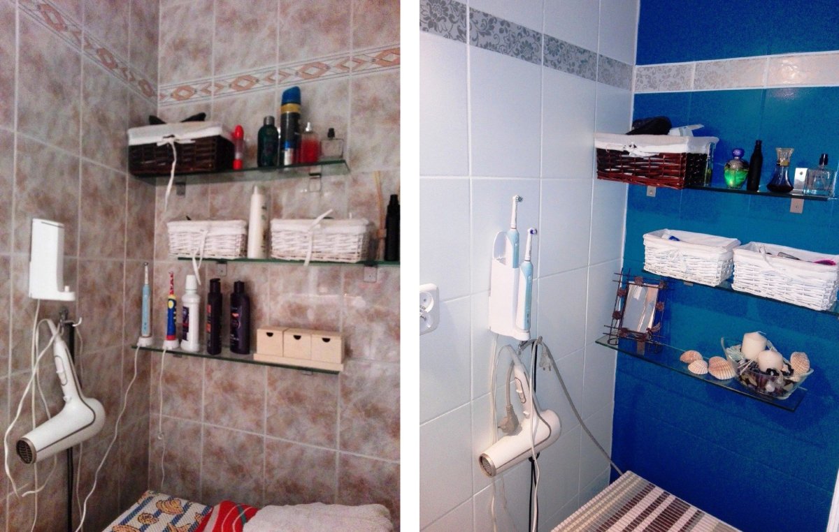 Перекраска плитки в ванной