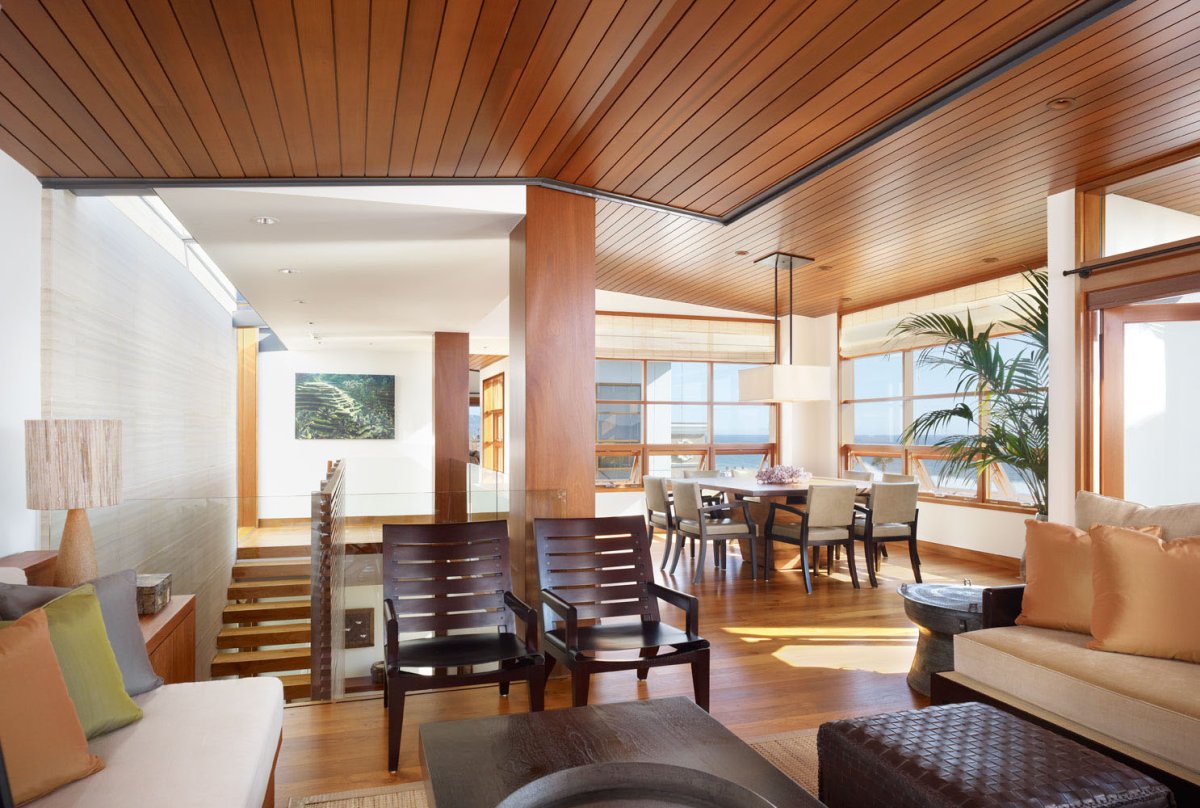 Планкен лиственница в интерьере