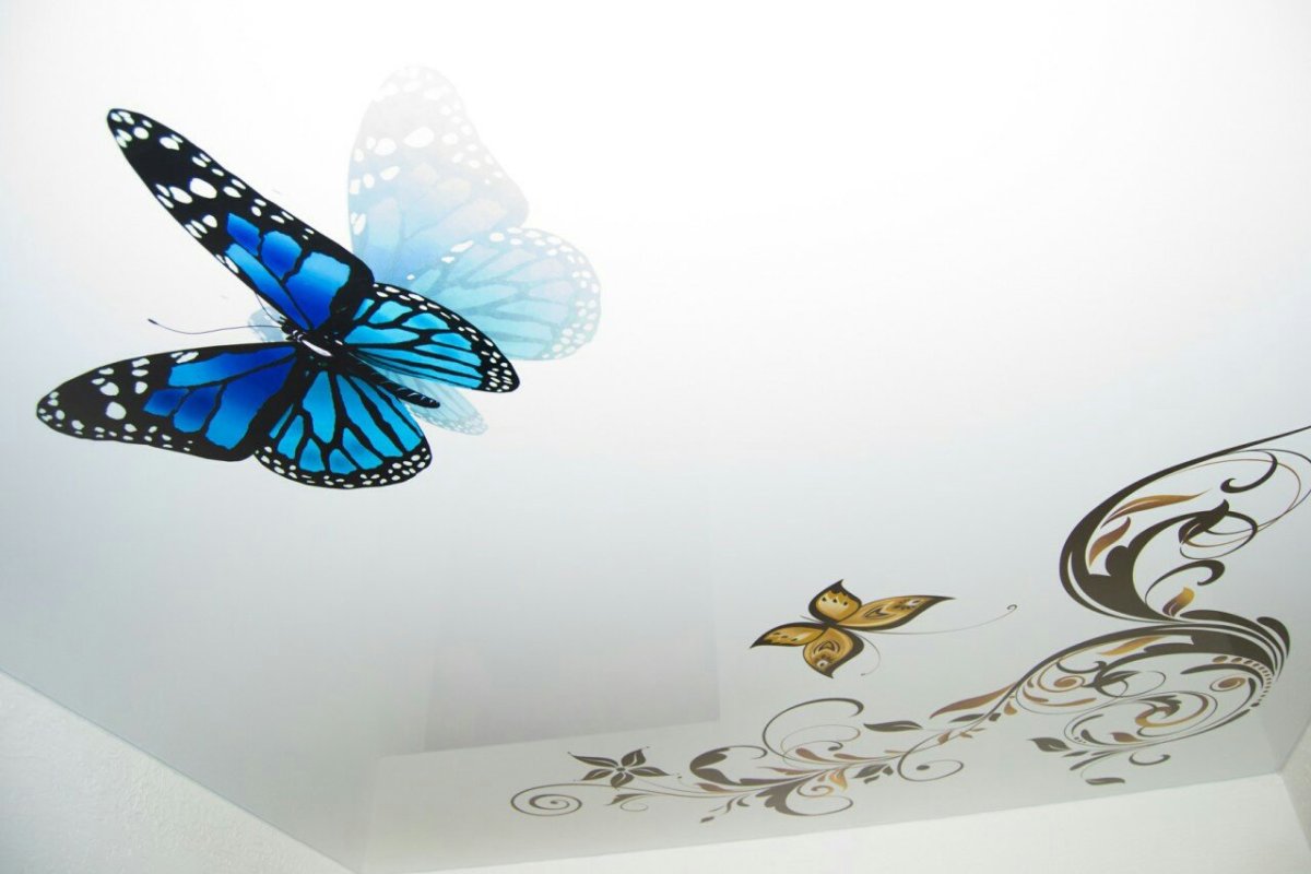 Цветной потолок с рисунком